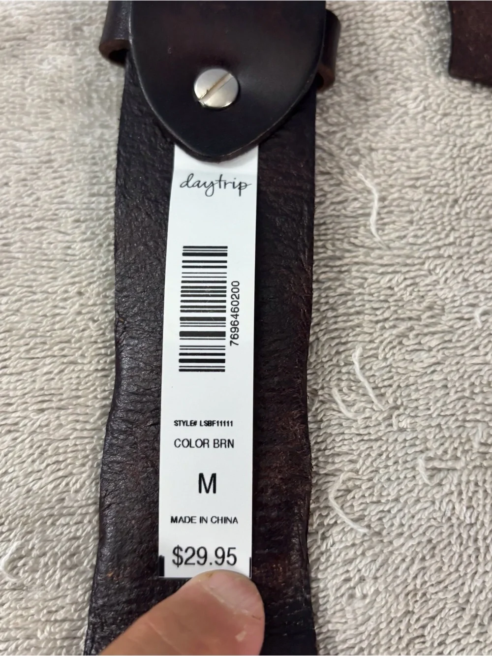 Daytrip Dark Brown Leather Braided Belt with Rhinestone Buckle SZ 34 NWT Boho